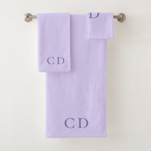 Minimalistisch für Violet-Monogramm-Initialen Badhandtuch Set