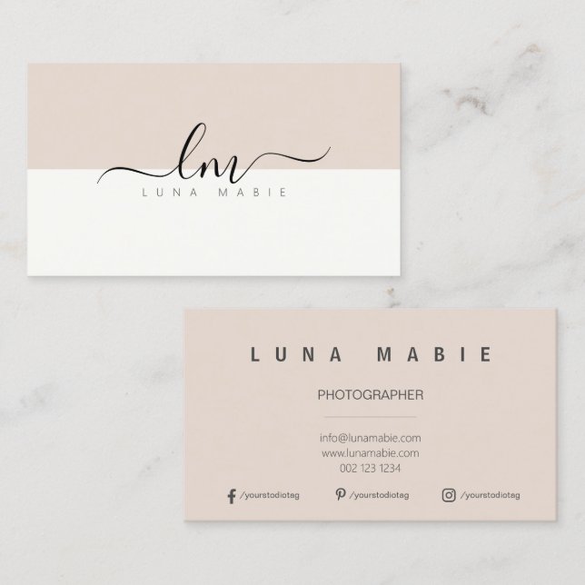 Minimalistisch für Violet und Weiß, Kalligraphen,  Telefonnummerkarte (Vorne/Hinten)