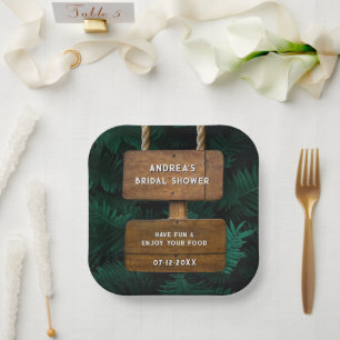 Minimalistisch Garden Brautparty Fern Blätter Nied Pappteller