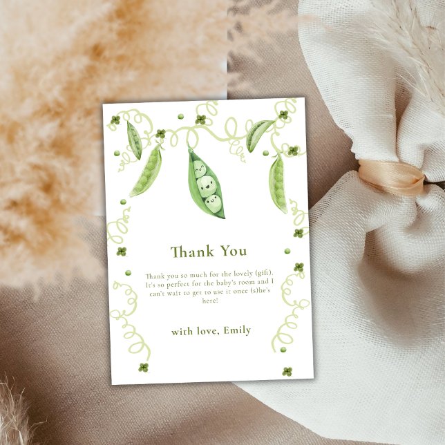 Minimalistisch Garden Sweet Pee in Pod Baby Dusche Dankeskarte (Minimalist Garden Sweet Pea In Pod Baby Shower Thank You Card)