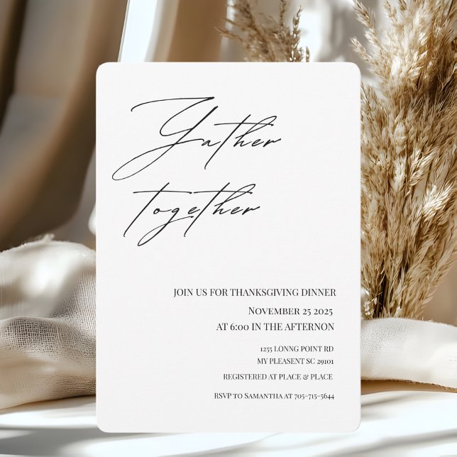 Minimalistisch Gather Together Erntedank Dinner Einladung (Von Creator hochgeladen)