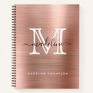 Minimalistisch gebürstetes Metall Rose Gold Modern Notizbuch