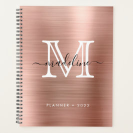 Minimalistisch gebürstetes Metall Rose Gold Modern Planer
