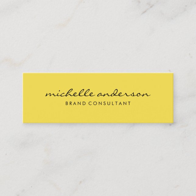 Minimalistisch Gelb mit Curry Text Mini Visitenkarte (Vorderseite)