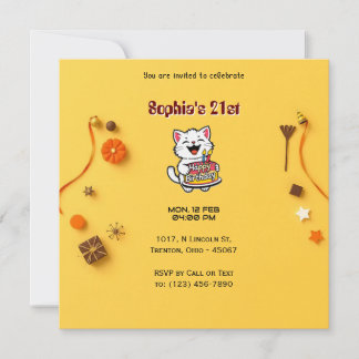 Minimalistisch-Gelbe Geburtstagskarte mit Geburtst Einladung