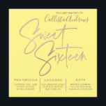 Minimalistisch Gelbe Rose Gold Typografie Sweet 16 Einladung<br><div class="desc">Dies ist eine elegante und elegante Wahl für die 16 . Geburtstag Geburtstagsfeier Ihrer Tochter. Es zeigt Imitate gedruckte Rose Gold benutzerdefinierte Typografie auf einem einfachen sonnengelben Hintergrund. Es ist ein modernes, einzigartiges und mädchenhaftes Design, das das Geburtstagsmädchen und ihre Gäste begeistern wird. Diese minimale und schicke Einladung strahlt Stil...</div>