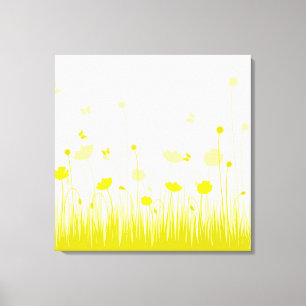Minimalistisch Gelbe und weiße Pfoten Wiesenblume Leinwanddruck