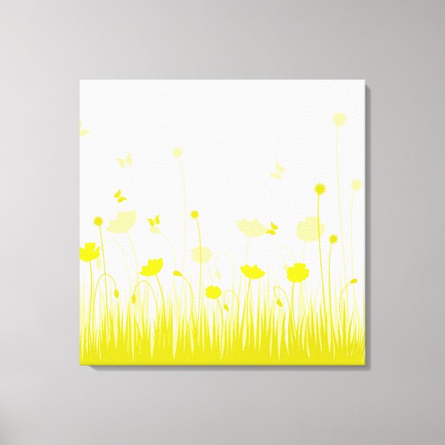 Minimalistisch Gelbe und weiße Pfoten Wiesenblume Leinwanddruck (Vorderseite)