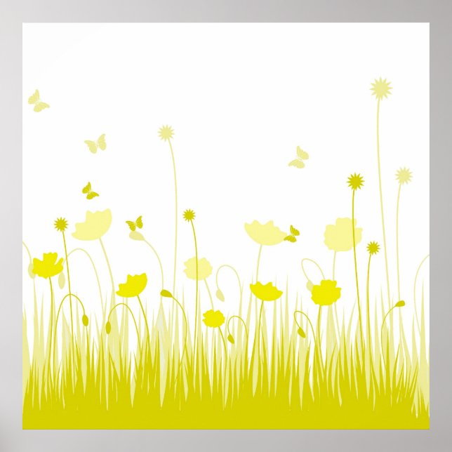 Minimalistisch Gelbe und weiße Pfoten Wiesenblume Poster (Vorne)