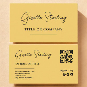 Minimalistisch-Gelbes Berufliches Unternehmen QR-C Visitenkarte