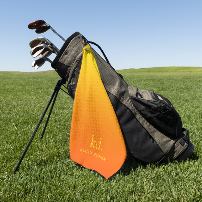 Minimalistisch gelbes Orangengrab Golfhandtuch (Gras)