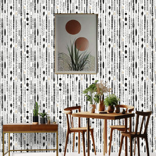 Minimalistisch geometrisch Schwarz-weiße Elfenbein Tapete