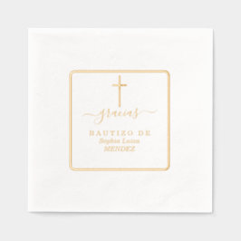 Minimalistisch Geometrische Gold-Real-Foil-Taufe Servietten Mit Folie