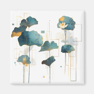 Minimalistisch Ginkgo Lotus Zen Line Magnet
