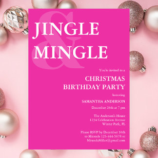 Minimalistisch Girl Pink Weihnachts-Geburtstagspar Einladung