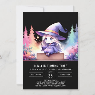 Minimalistisch Girl Wizard Geburtstag Einladung