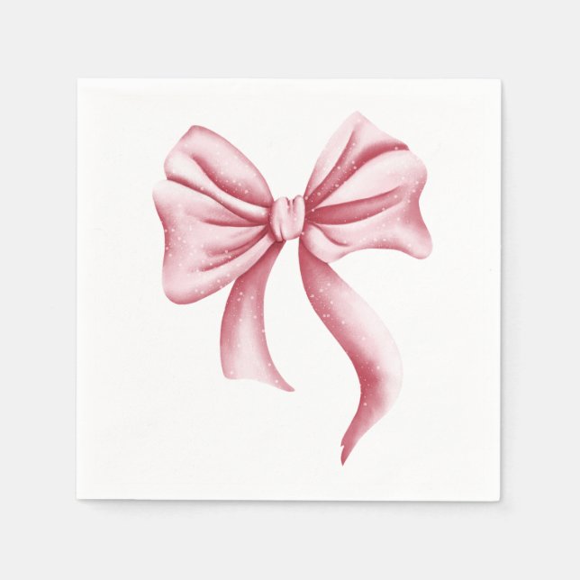 Minimalistisch Girly Pink Bow Party Serviette (Vorderseite)