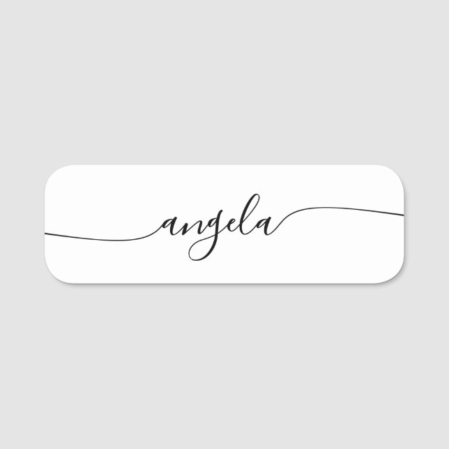 Minimalistisch Glam zentriertes Signaturskript Namensschild (Vorderseite)