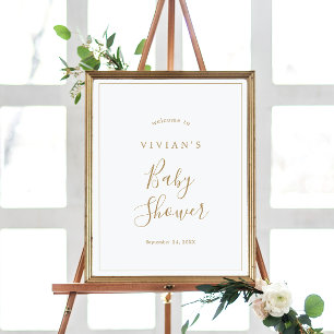Minimalistisch Gold Baby Dusche Willkommen Poster