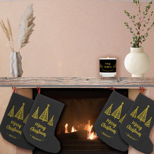 Minimalistisch Gold Black Frohe Weihnachten Kleiner Weihnachtsstrumpf