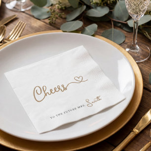 Minimalistisch Gold Cheers Polterabend Napkins Serviette