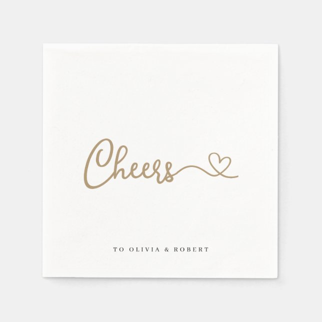 Minimalistisch Gold Cheers Polterabend Napkins Serviette (Vorderseite)