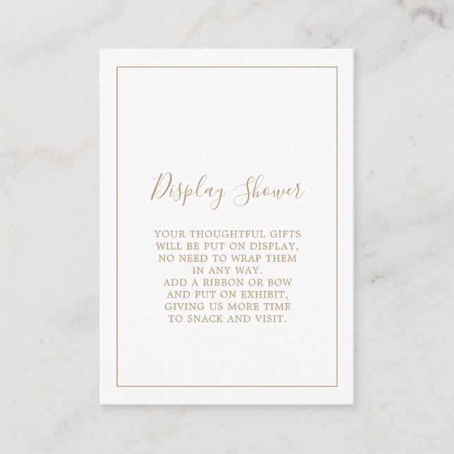 Minimalistisch-Gold-Display-Dusche Begleitkarte (Vorderseite)