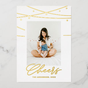 Minimalistisch Gold Frohe Weihnachten Foto für d Folien Feiertagskarte