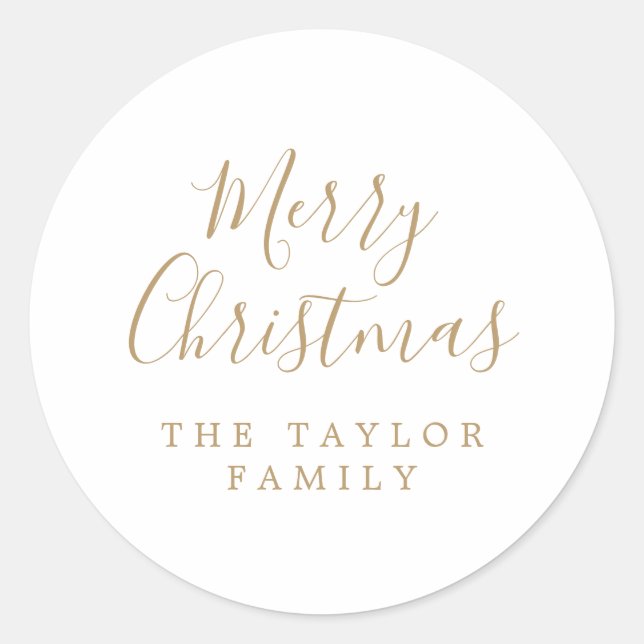 Minimalistisch Gold Frohe Weihnachtsgeschenke Runder Aufkleber (Vorderseite)
