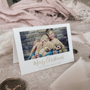 Minimalistisch Gold Frohe Weihnachtslandschaft Fot Feiertagskarte