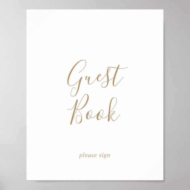 Minimalistisch Gold Gast Book Sign Poster (Vorne)