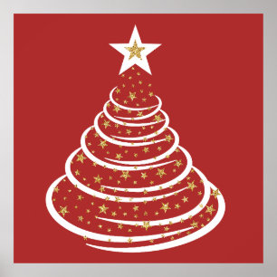 Minimalistisch Gold Glitzer Weihnachtsbaumen Poster
