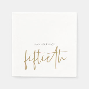 Minimalistisch Gold Handwriting Style Name Fiftiet Serviette