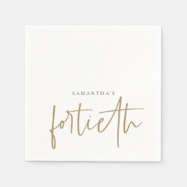 Minimalistisch Gold Handwriting Style Name Fortiet Serviette
