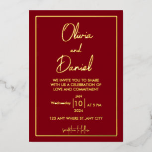 Minimalistisch Gold in einer Hochzeitseinladung Folieneinladung