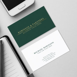 Minimalistisch Gold Line Elegant Dark Green Visitenkarte