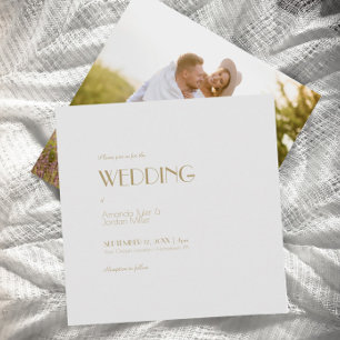 Minimalistisch Gold Modern Deko Square Foto Weddin Einladung