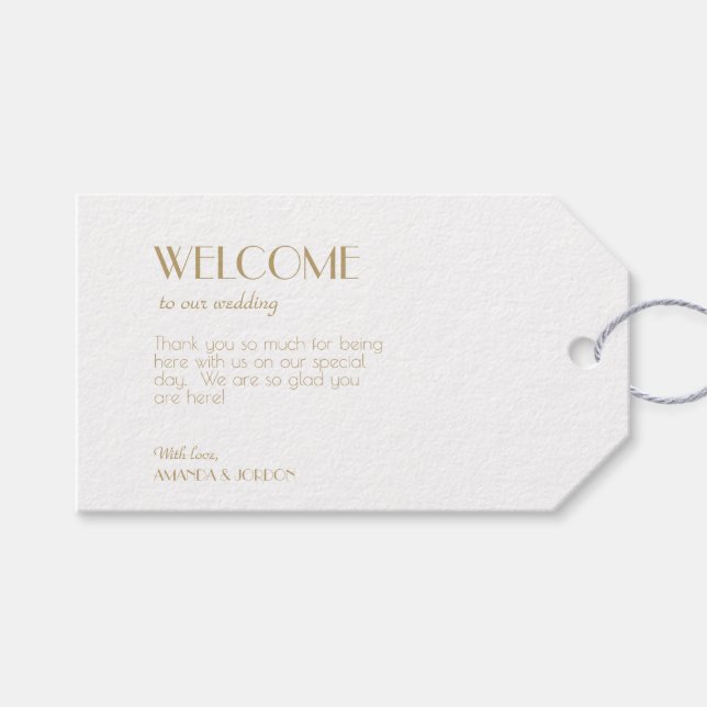 Minimalistisch Gold Moderne Art Deco Hochzeitsmark Geschenkanhänger (Vorderseite (Horizontal))