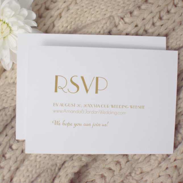 Minimalistisch Gold Moderne Art Deco Hochzeitswebs RSVP Karte (Von Creator hochgeladen)