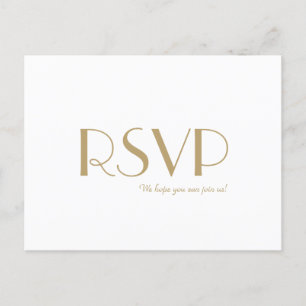 Minimalistisch Gold Modernes Art Deco Wedding RSVP Einladungspostkarte
