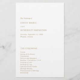 Minimalistisch Gold - Modernes Hochzeitsprogramm