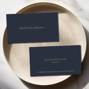 Minimalistisch Gold Navy Blue Einfach Beruflich Visitenkarte