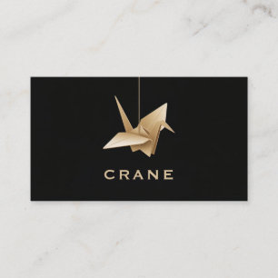 Minimalistisch Gold Origami Crane Black Visitenkarte