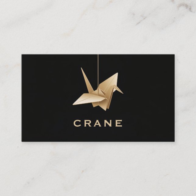Minimalistisch Gold Origami Crane Black Visitenkarte (Vorderseite)
