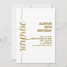 Minimalistisch Gold Überraschung Geburtstag Einladung