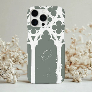 Minimalistisch Gothic Window Calligrafy Sage Green iPhone 16 Pro Max Hülle