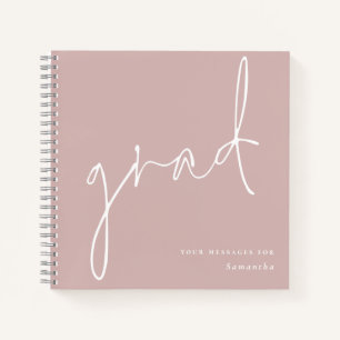 Minimalistisch Grad Dusty Rose Graduate Guest Book Notizbuch