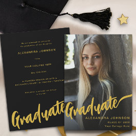 Minimalistisch Graduate Foto Gold Script Black Ankündigung