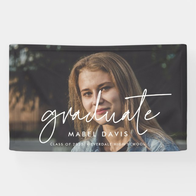 Minimalistisch Graduate Foto Graduate Party Banner (Horizontal)