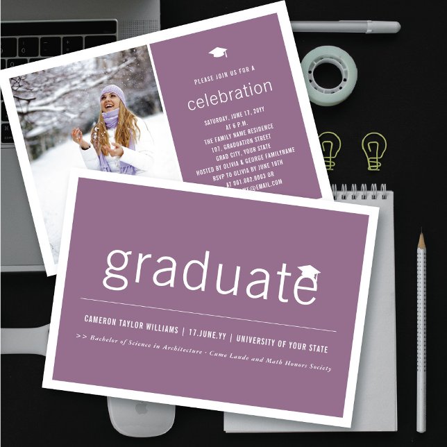 Minimalistisch Graduate Foto Simple Graduation Par Einladung (Von Creator hochgeladen)
